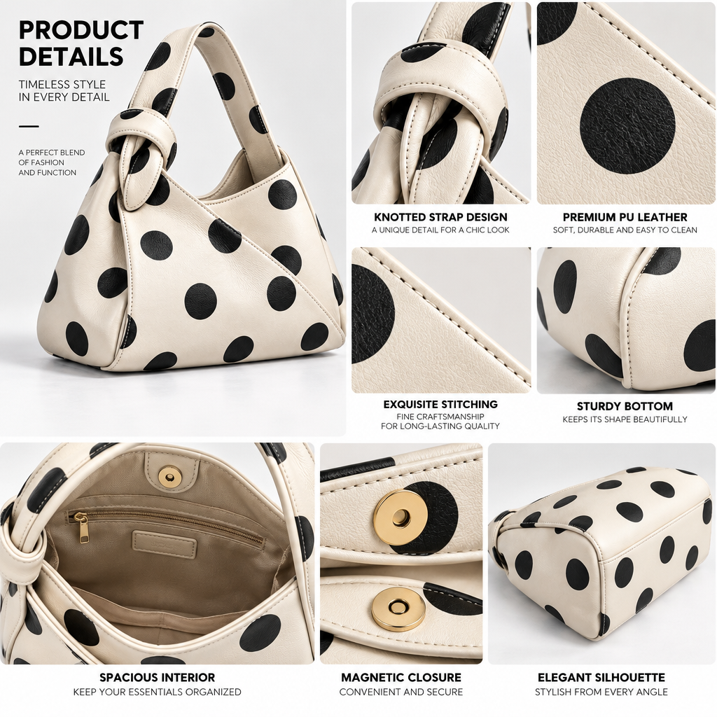 Qelnuvazi™ Polka Knot Leather Bag
