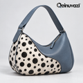 Qelnuvazi™ Slate Polka Leather Hobo Bag