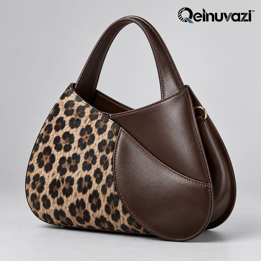 Qelnuvazi™ Espresso Leopard Sculpted Tote