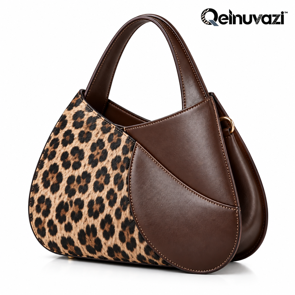 Qelnuvazi™ Espresso Leopard Sculpted Tote