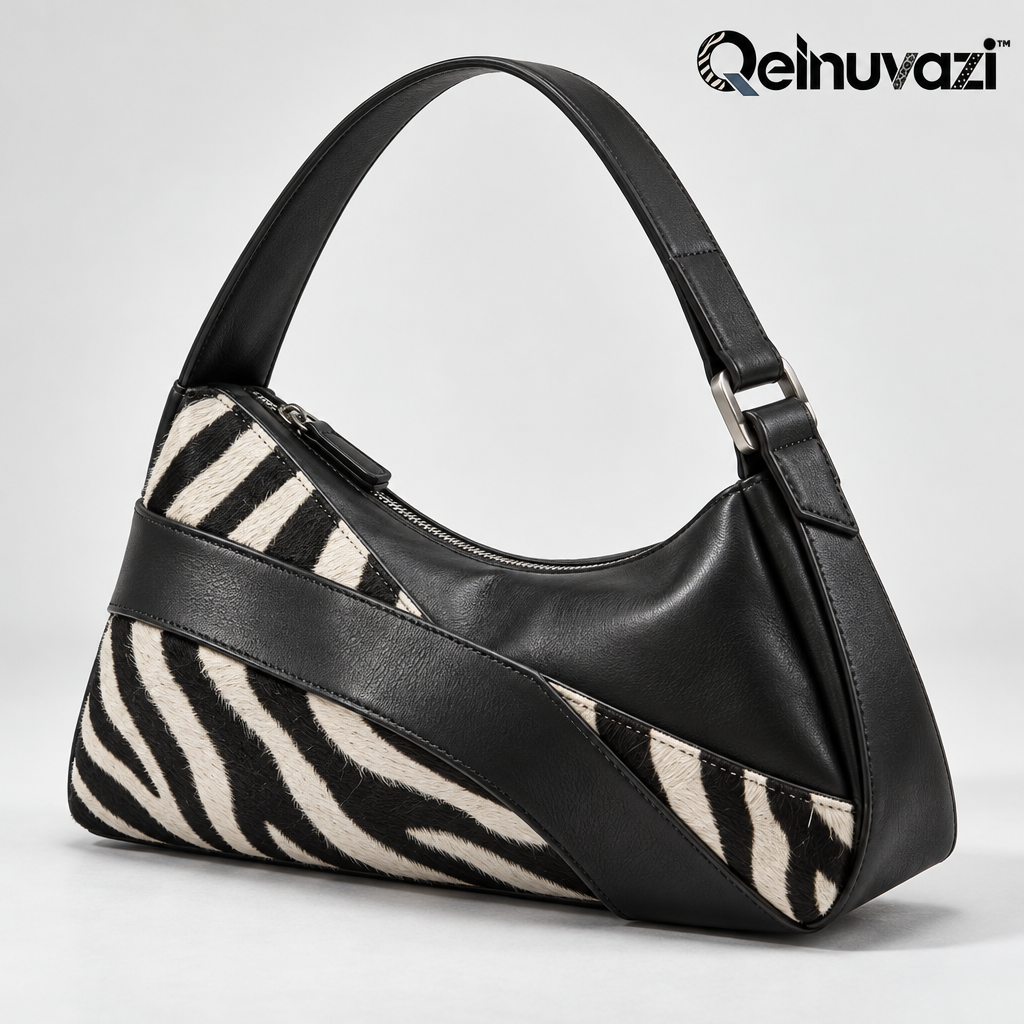 Qelnuvazi™ Zebra Slash Leather Shoulder Bag